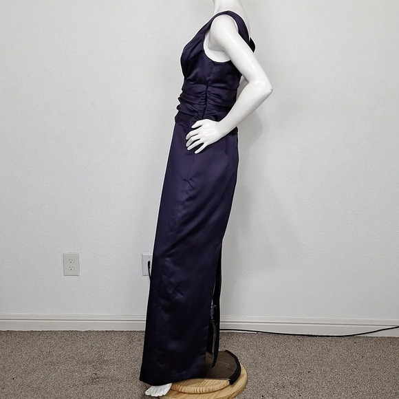 David's Bridal Purple Bridal Formal Satin Sleeveless Gown Maxi Dress Size 10 - Picture 5 of 11